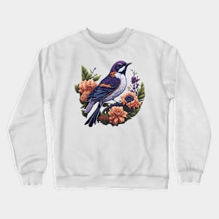 Beautiful Flowers and Bird Crewneck Sweatshirt